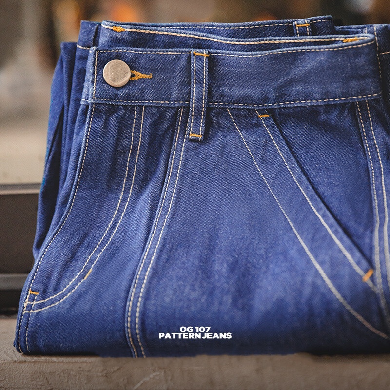 Quần denim MADEN ống suông OG107 kiểu cổ điển Mỹ Nhật 2022