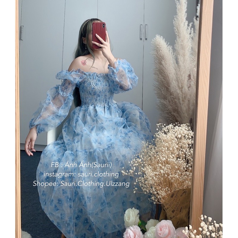 SẴN🖤Đầm xoè maxi dài hoa nhí bo chun đi biển xinh xắn|Váy bánh bèo ulzzang trễ vai tiểu thư nhẹ công chúa | BigBuy360 - bigbuy360.vn