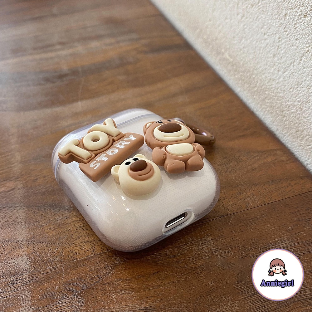 Vỏ Bảo Vệ Hộp Sạc Tai Nghe Airpods 1/2/3/pro Bluetooth Không Dây Mềm Hình Chú Gấu Nâu 3D Dễ Thương