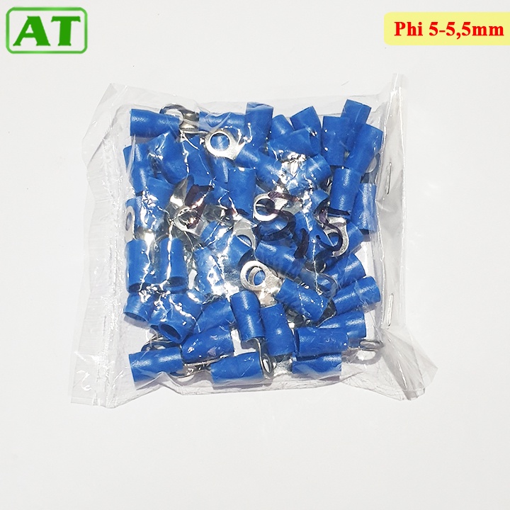 Đầu Cốt Điện Tròn, Đầu Cos Dây Điện Tròn Bọc Nhựa Cách Điện 2-4mm 5-5,5mm 5,5-6mm (Gói 50 Cái)