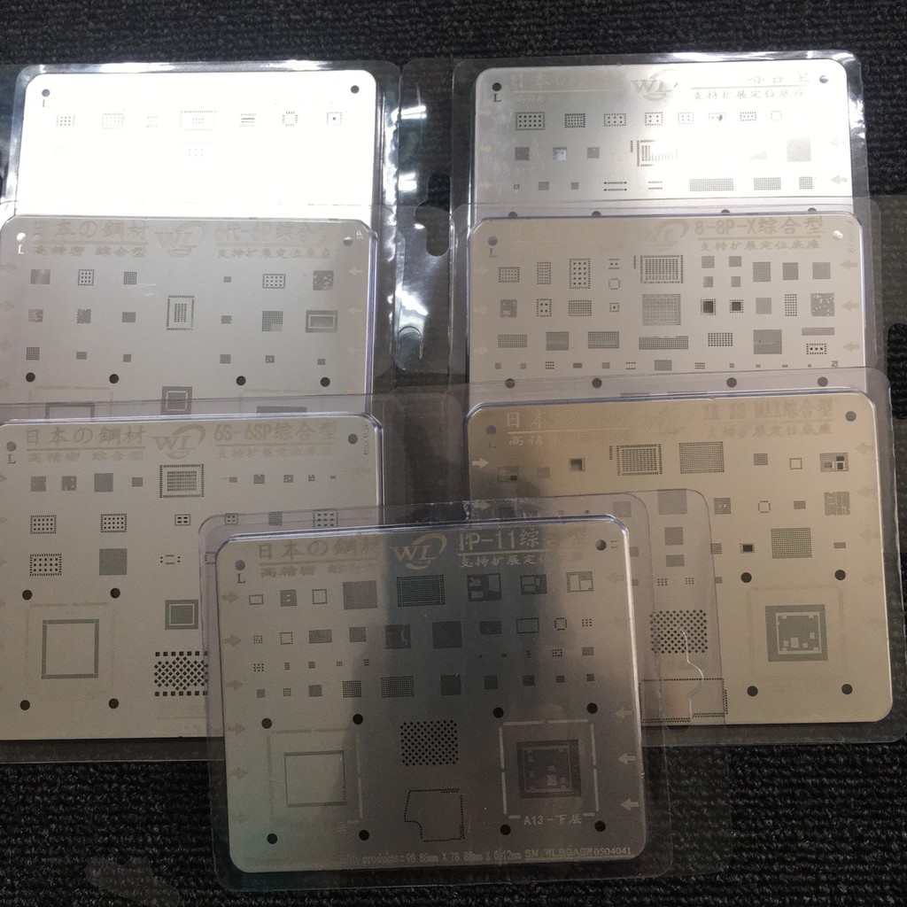 Combo 7 vỉ đổ chân ic lỗ vuông WL cho iphone, từ iphone 5G đến iphone 11