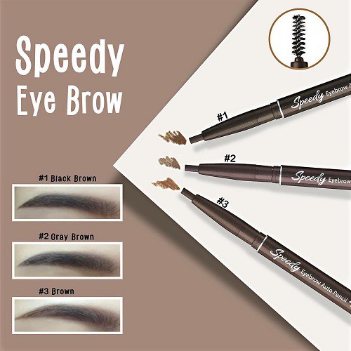 Chì Chân Mày Peripera Speedy Eyebrow Auto Pencil 001 Black Brown 0.14g