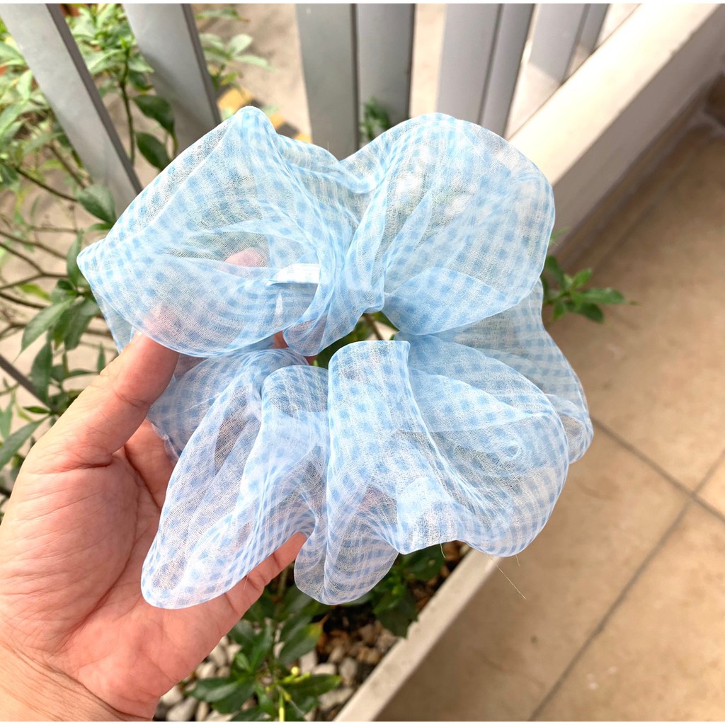 Cột tóc vải scrunchies caro nhí