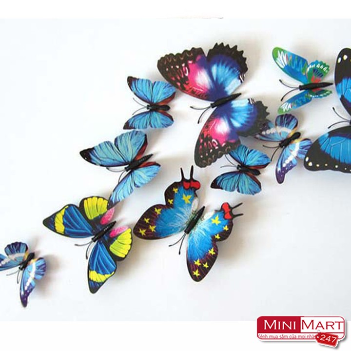 Combo 24 Con Bướm 3D Dán Tường