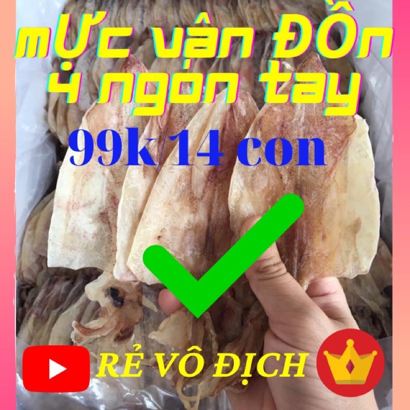 [Siêu Ngọt] 99k/14 con 4 ngón tay mực khô Vân đồn, nhà câu