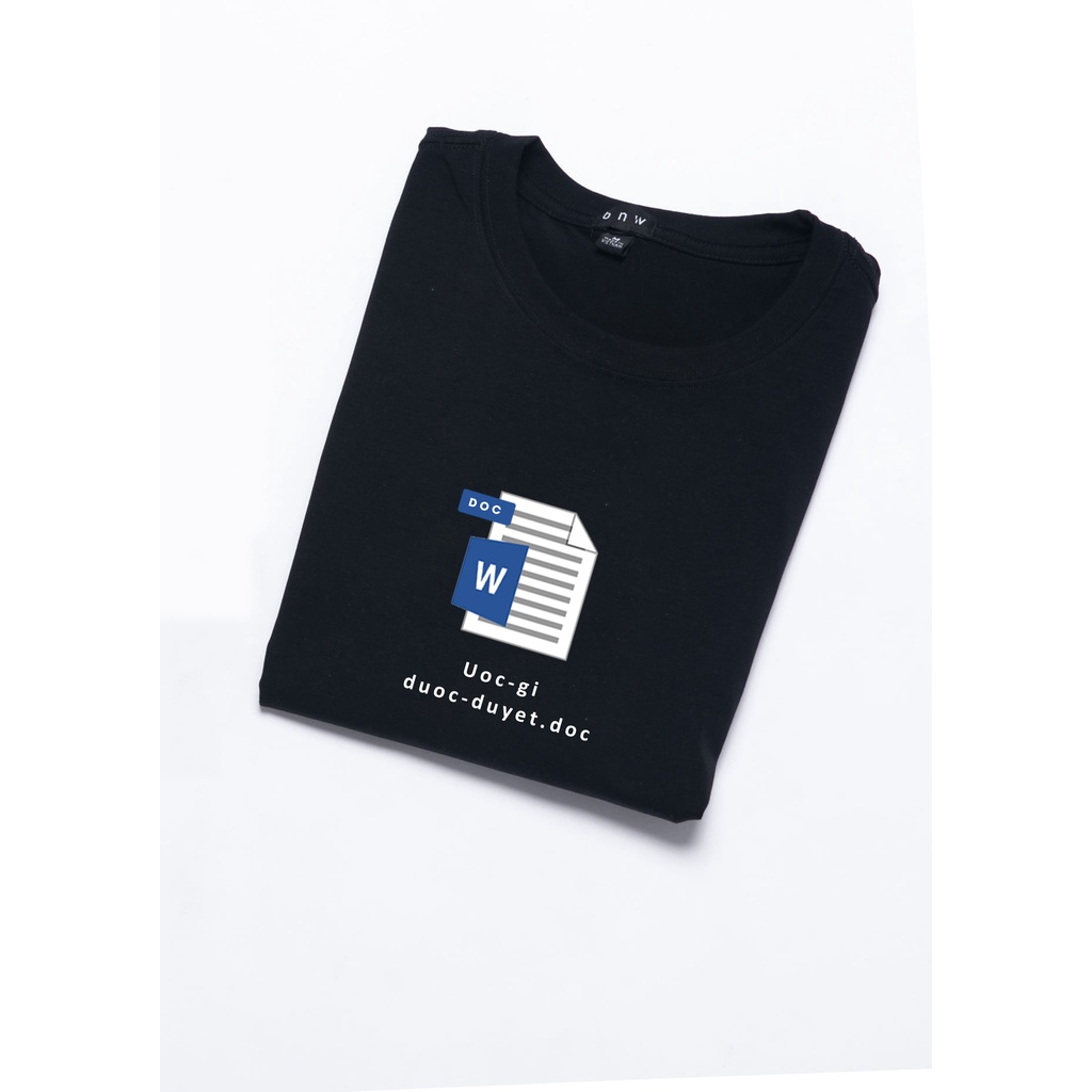 Áo thun cotton BNW dáng Unisex form rộng nam nữ phông trơn đen basic in hình WORD