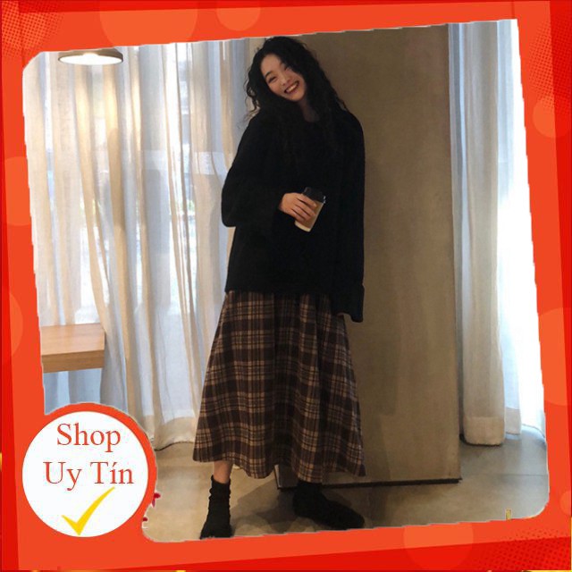 [ORDER] CHÂN VÁY SUÔNG KẺ CARO MÀU NÂU VINTAGE ULZZANG | BigBuy360 - bigbuy360.vn