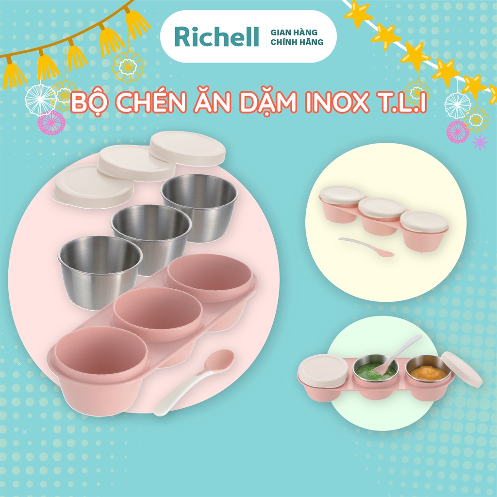 Bộ chén ăn dặm inox RICHELL TLI | Baby