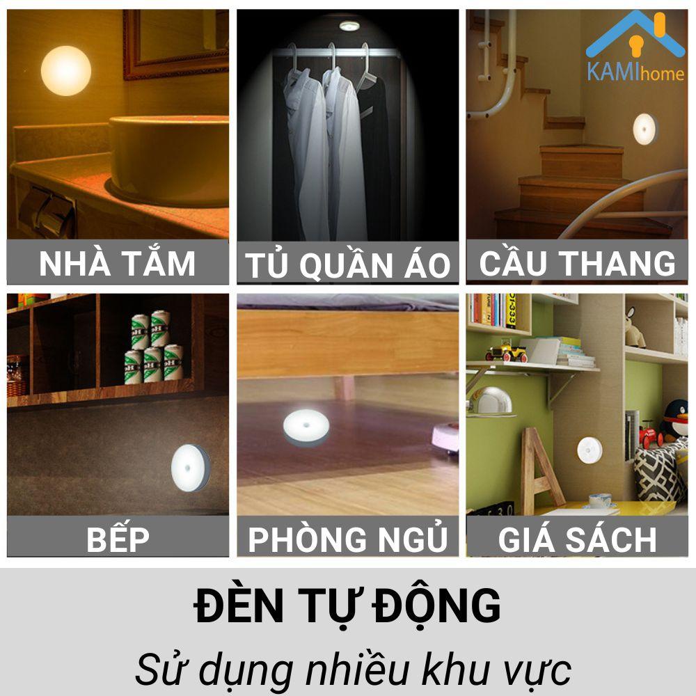 Đèn ngủ cảm ứng chuyển động và bóng tối hình Tròn pin sạc tích điện KM 26019
