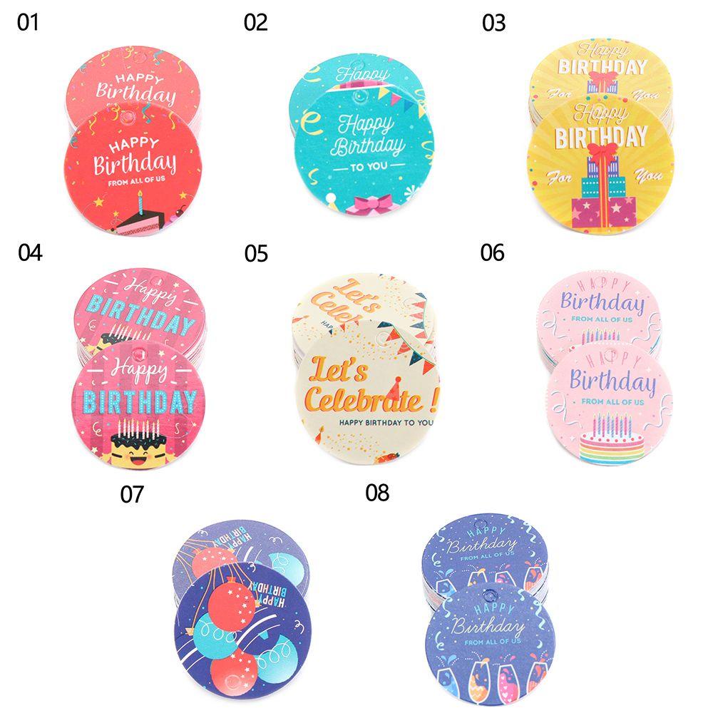 LONTIME Set 100 Nhãn Giấy In Chữ Happy Birthday Xinh Xắn