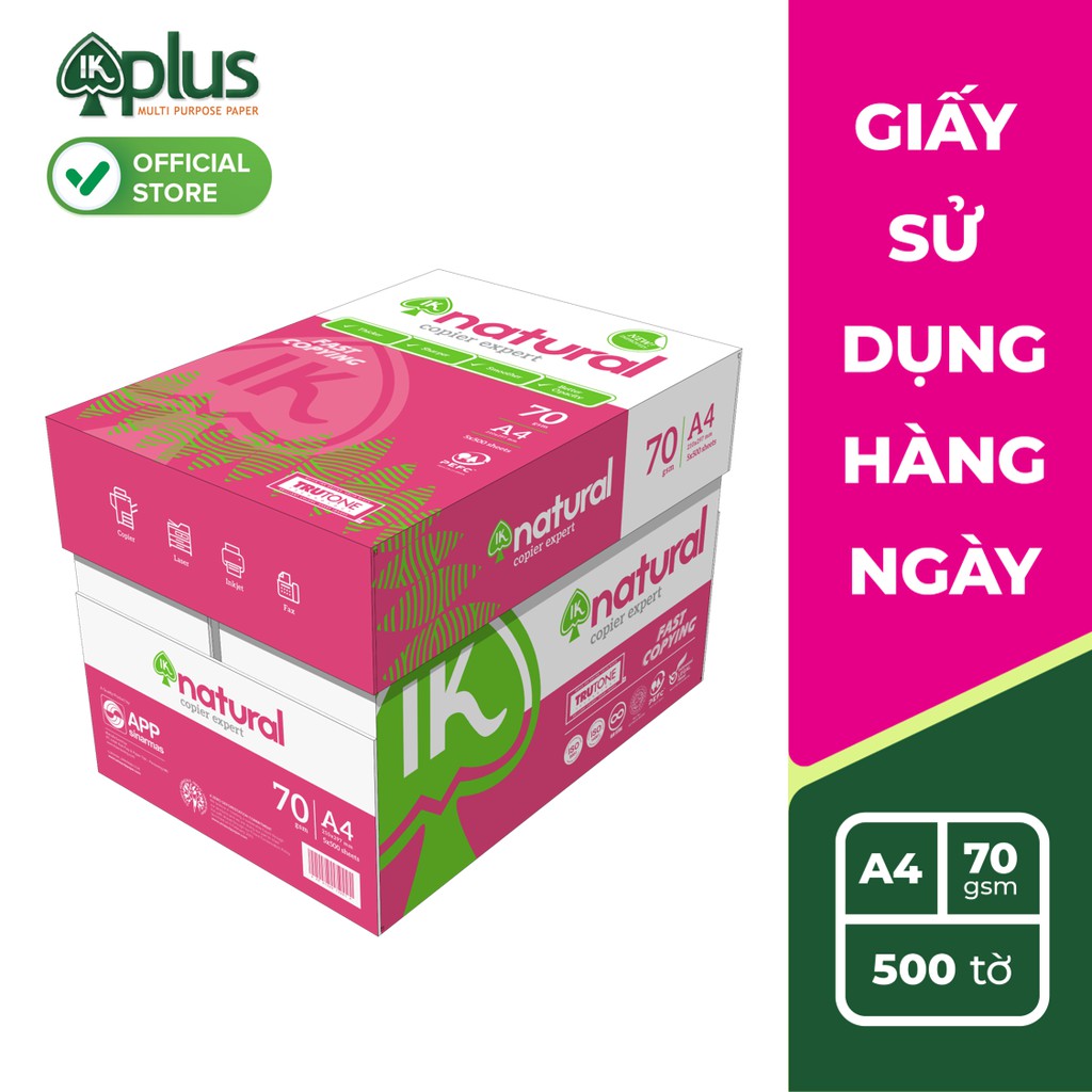 Thùng Giấy A4 IK Natural 70gsm (5 reams)