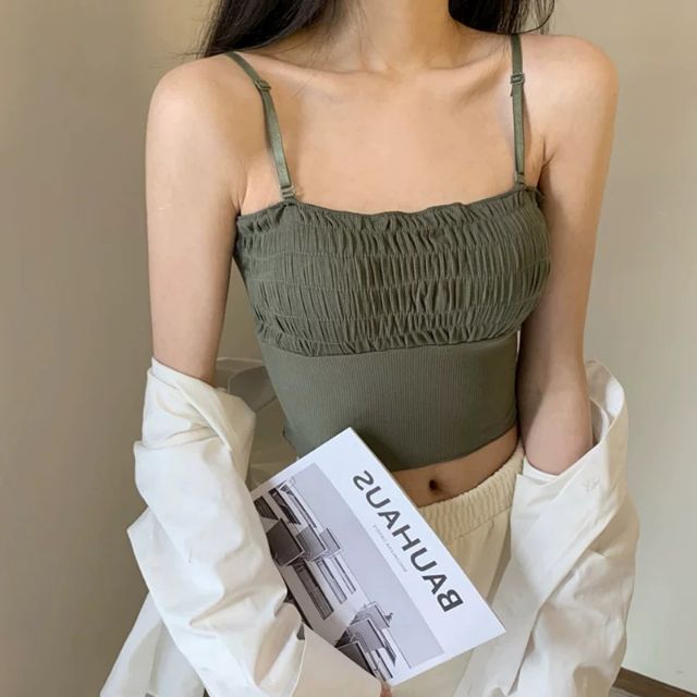 Áo bra ống 2 dây croptop rúm ngực | BigBuy360 - bigbuy360.vn