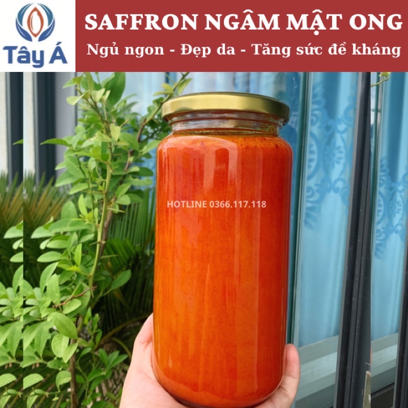Saffron ngâm mật ong - hũ 10gr-1000ml SAFFRON TÂY Á Bahraman Super Negin-nhuỵ hoa nghệ tây - Nhập khẩu độc quyền từ Iran