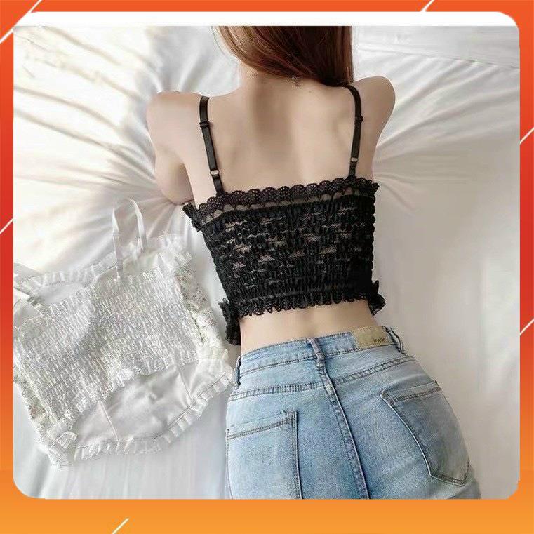 Áo bra 2 dây cúc ngọc họa tiết hoa lá mix ren điệu đà sang chảnh hot hit