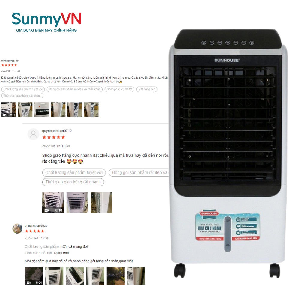 Quạt Điều Hòa Hơi Nước Sunhouse SHD7727 Bình Chứa 40L- Bảo hành chính hãng