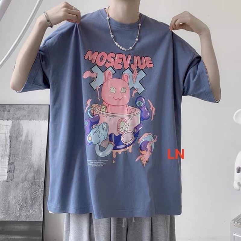 Áo phông thỏ hồng xx MOSEV chất su DA6