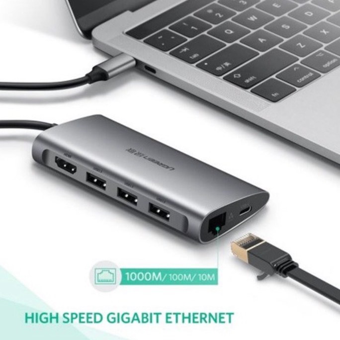 [Mã 155ELSALE giảm 7% đơn 300K] CÁP UGREEN 8 IN 1 USB-C HUB MULTI-PORT TYPE C ADAPTER (50538)