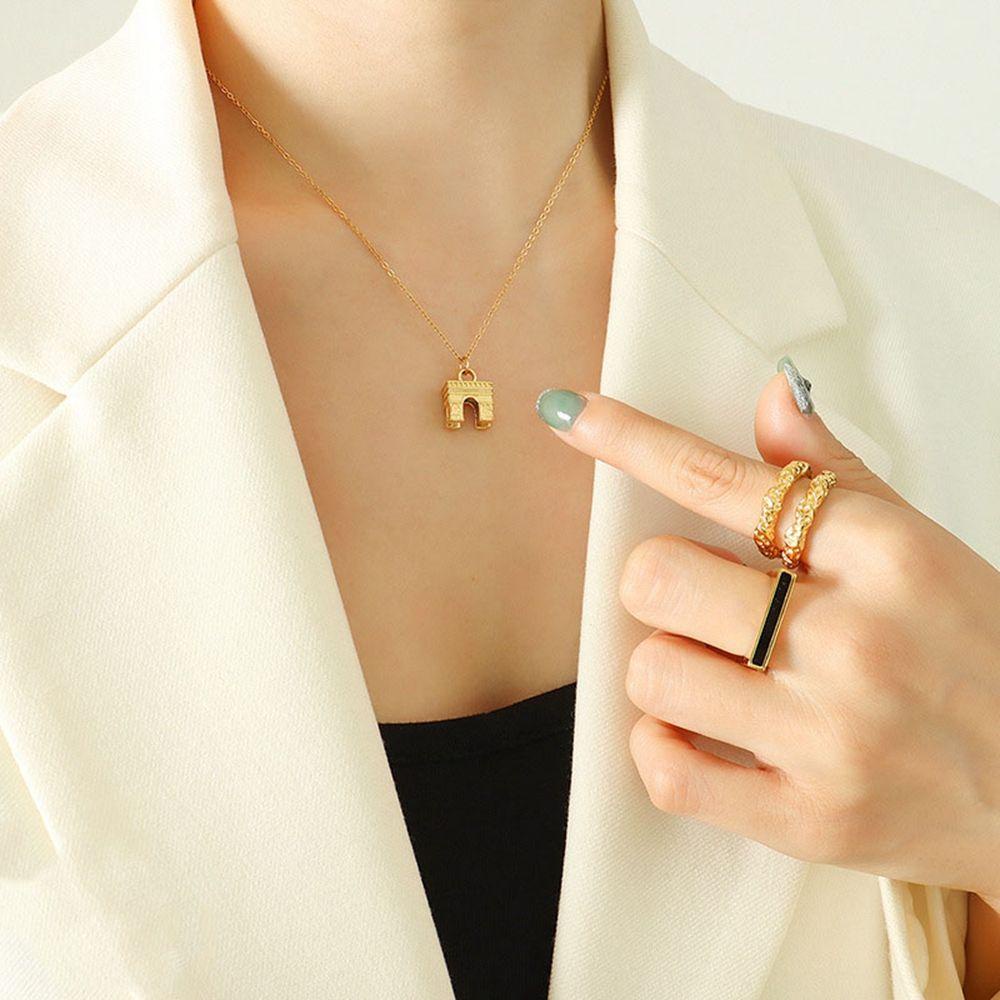 ANEMONE Vòng Cổ Mặt Vòm Phong Cách Retro Paris Arc de Triomphe Đơn Giản Dành Cho Nữ