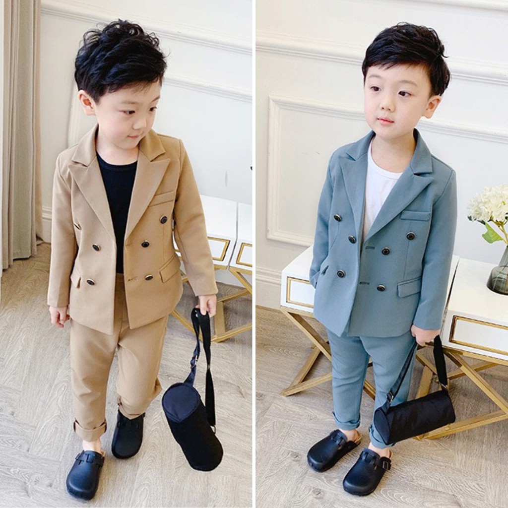 SB079 - Set vest bé trai trơn 6 cúc size 90-140, set 2 chi tiết áo vest và quần | ẢNH THẬT