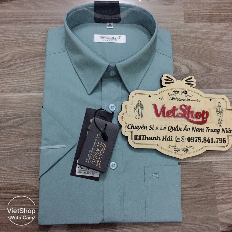 Áo sơ mi ngắn tay nam trung niên hàng công ty SADOGA+ẢNH THẬt