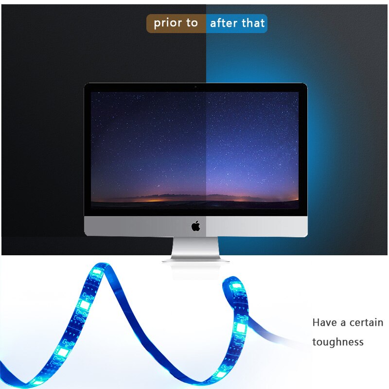 GBKOF USB LED Strip lamp 2835 SMD DC5V Flexible LED light Tape Ribbon HDTV TV Desktop Screen Backlight Bias lighting