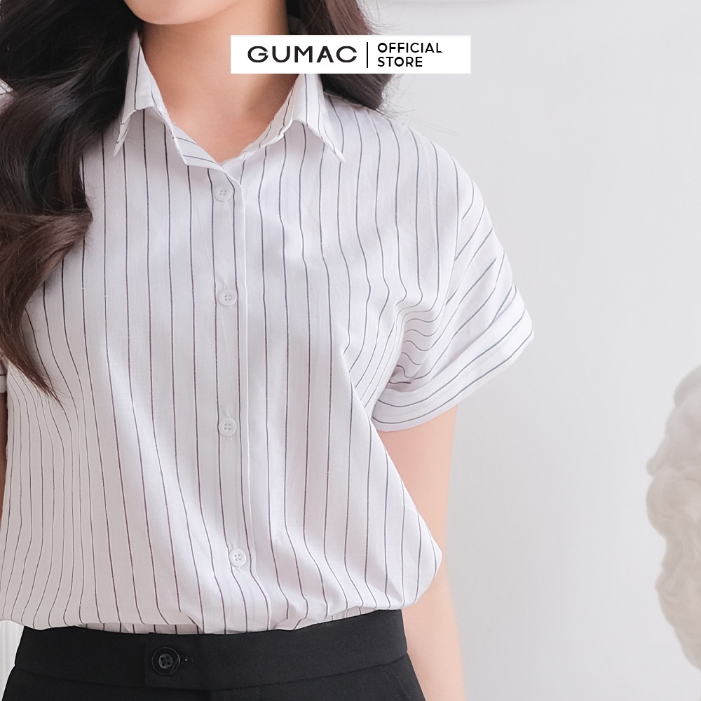 [Mã WABRGUM giảm 10% tối đa 30K đơn 99K] Áo sơ mi công sở nữ tay ngắn thời trang GUMAC chất liệu Linen cao cấp AC03068