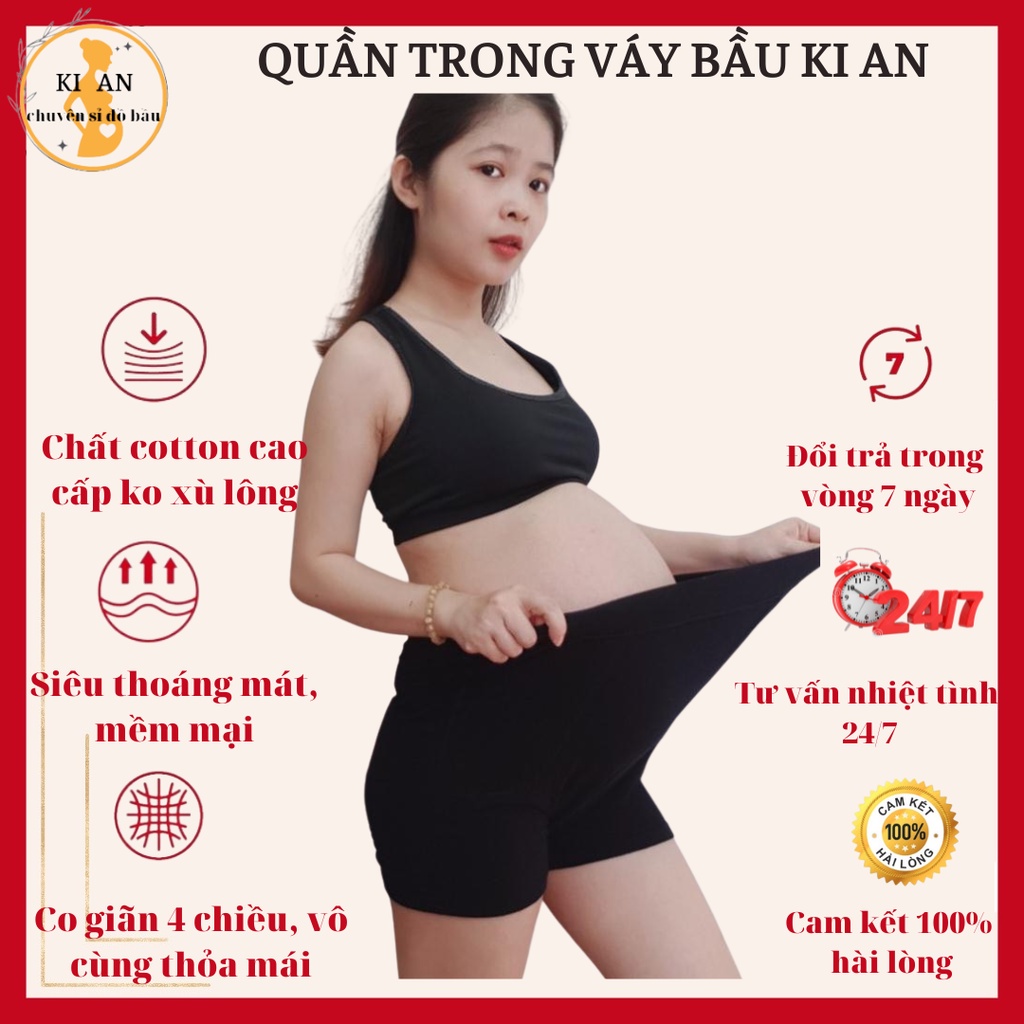 Quần bầu mặc trong váy💕chất cotton co giãn💕mát, mềm, thấm hút mồ hôi💕quần bà bầu mặc váy free size 40~68kg