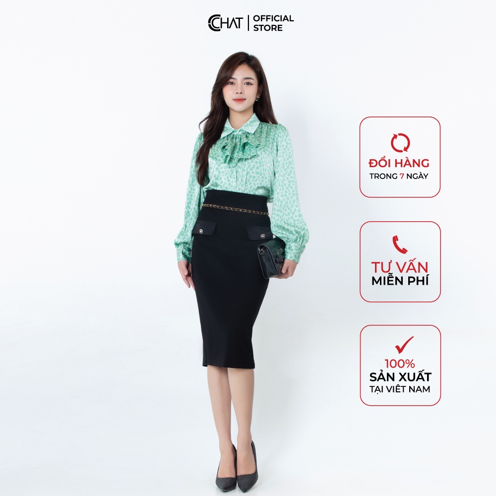 Chân váy ôm hai nắp túi CChat Clothes