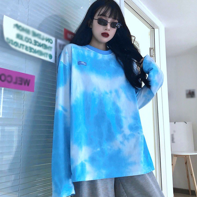 Women's Tie Dye O Neck Loose Leisure Long Sleeve T-Shirt Tops | BigBuy360 - bigbuy360.vn