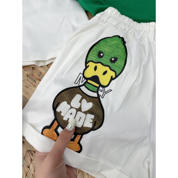 [FREESHIP] Set vịt 3 món áo thun cotton xanh + quần đũi mềm có túi + belt siêu xinh hot nhất Vịnh Bắc Bộ