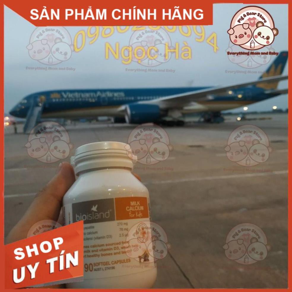 (Cam Kết Chuẩn AIR) Canxi Sữa Bio Island - Milk canxi Bio island bổ xung cho bé: 90v - Úc