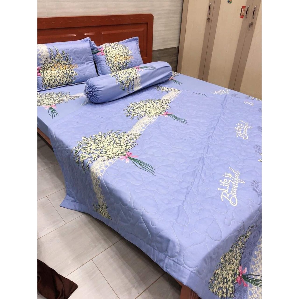 BỘ CHĂN RA GIƯỜNG VỎ GỐI COTTON 5 MÓN