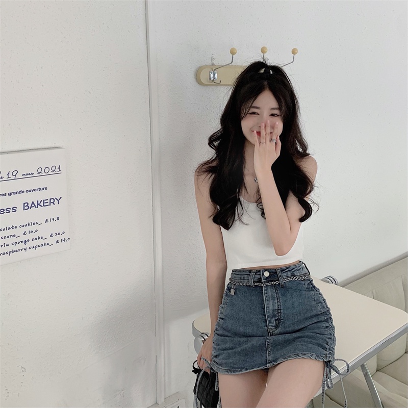 Chân váy nữ, chân váy jeans nữ rút dây 2 bên size S M L SKUCV-08A