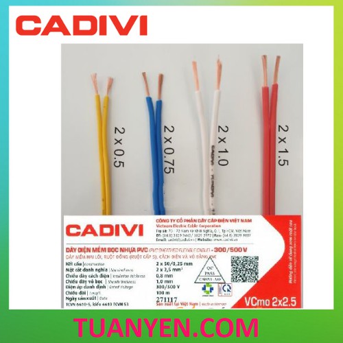 [ Hàng Chính Hãng] Dây điện đôi CADIVI 2x0.75 cuộn 100m (2x24)