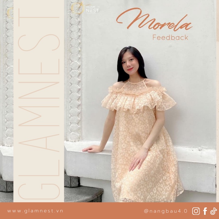Váy Bầu Dự Tiệc Đầm Bầu Du Lịch Mùa Hè Ren Mát Glam Nest VN018