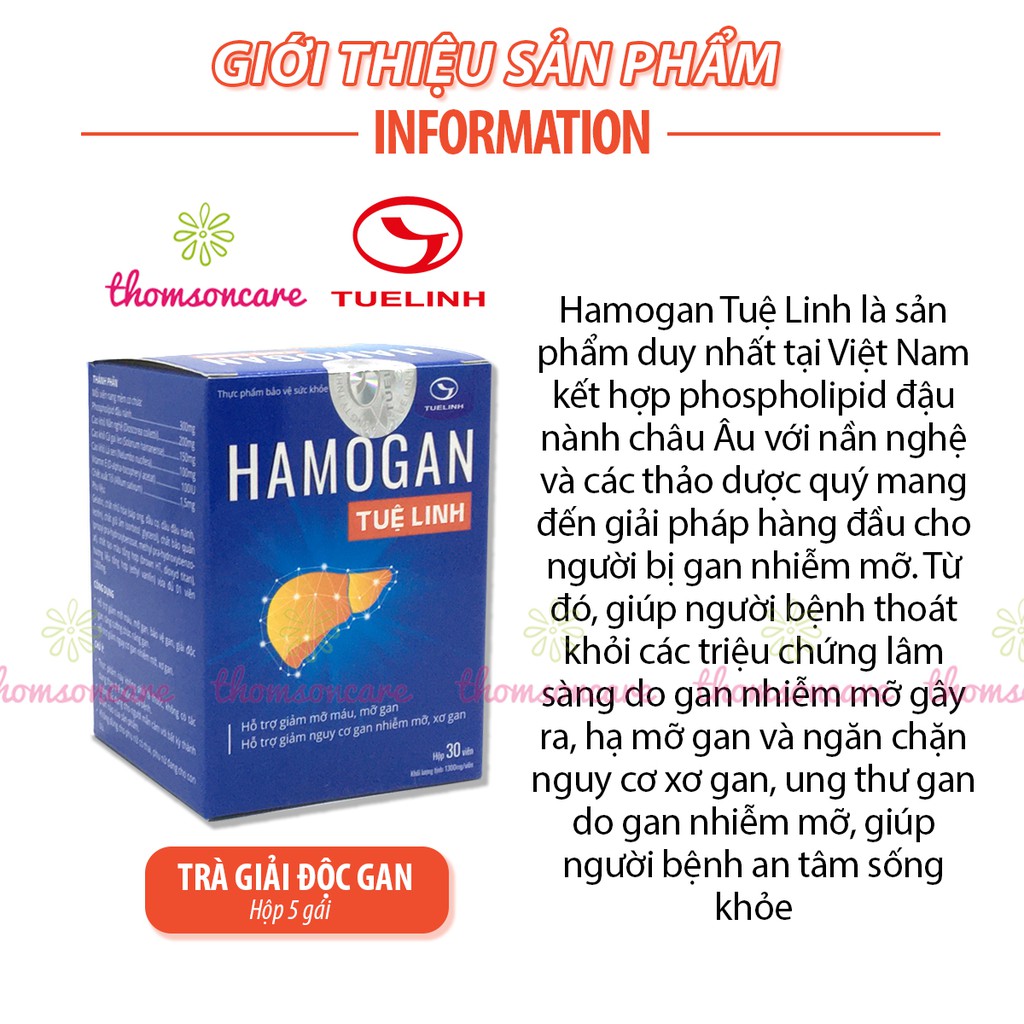 Hamogan Tuệ Linh hộp 30 viên - Hỗ trợ giải độc gan, giảm mỡ máu từ cà gai leo, lá sen và đậu nành