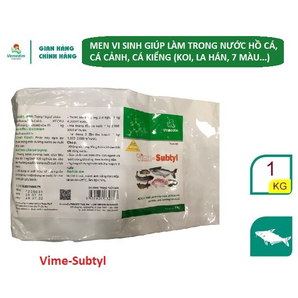 Vemedim Vime-subtyl cá, men vi sinh phân huỷ bùn bã hữu cơ, cải thiện môi trường ao nuôi, gói 1kg