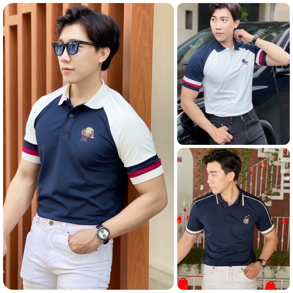 Áo thun polo nam PHỐI TAY cao cấp cổ bẻ vải cá sấu cực đẹp size VNXK