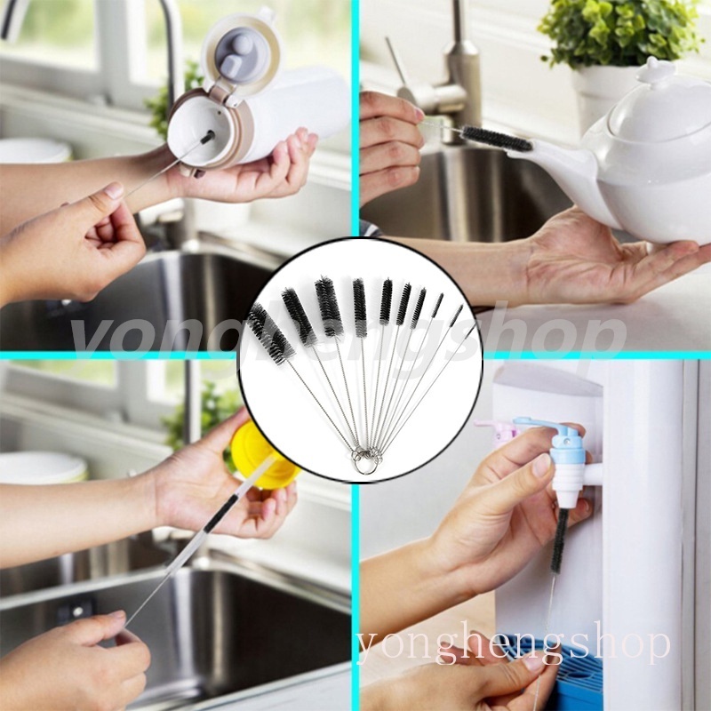 Set 10 Cọ Vệ Sinh Ống Hút / Bình Nước / Bàn Phím Máy Tính