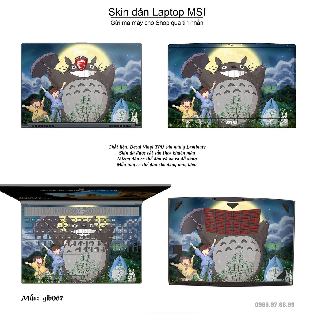 Skin dán Laptop MSI in hình Ghibli nhiều mẫu 10 (inbox mã máy cho Shop)