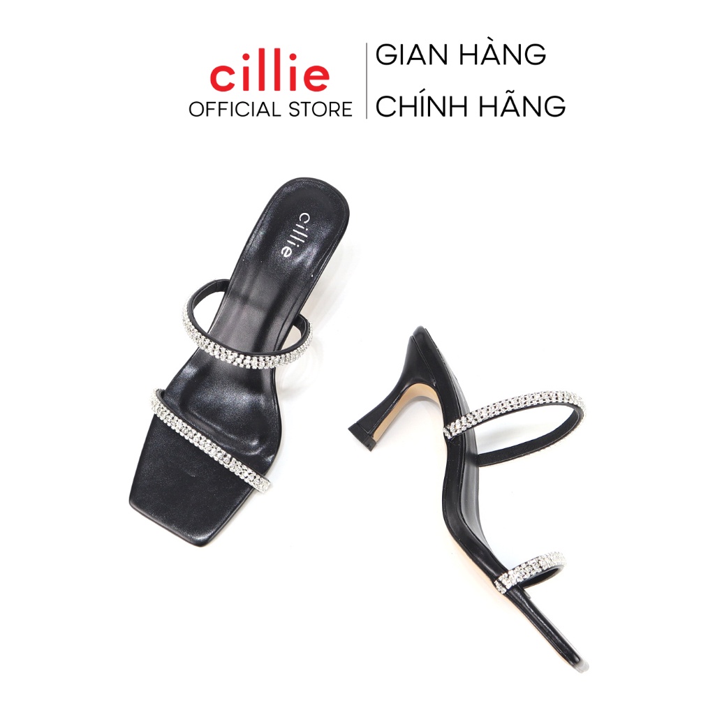 Guốc nữ quai mảnh đính đá sang trọng gót nhọn thanh lịch cao 7cm đi tiệc dạo phố Cillie 1018