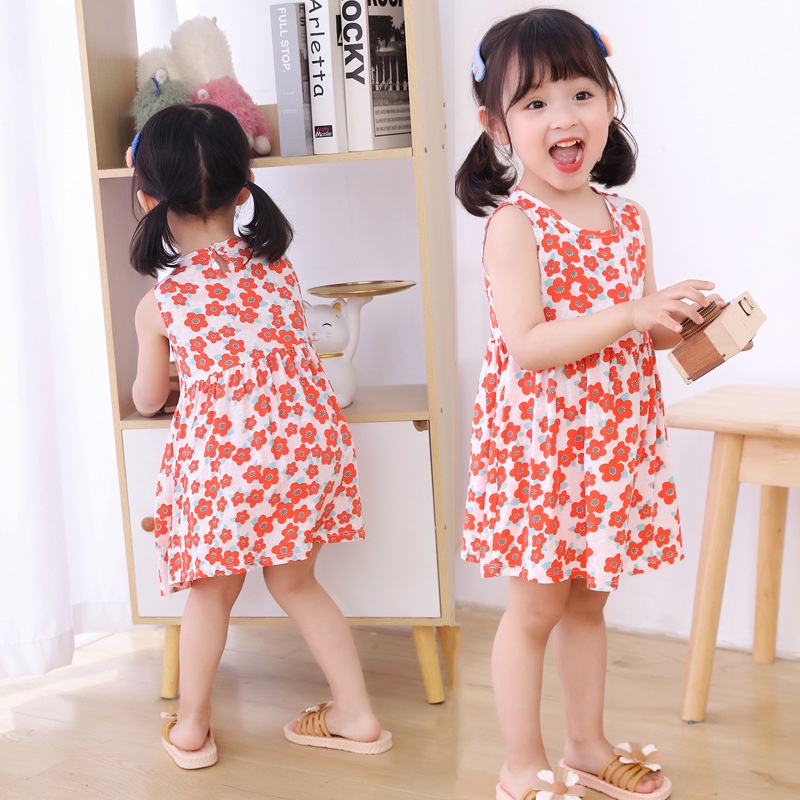 Đầm Công Chúa In Hoa Cho Bé Gái 1-7 Tuổi