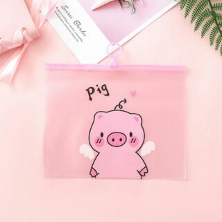 Túi zip hình heo hồng