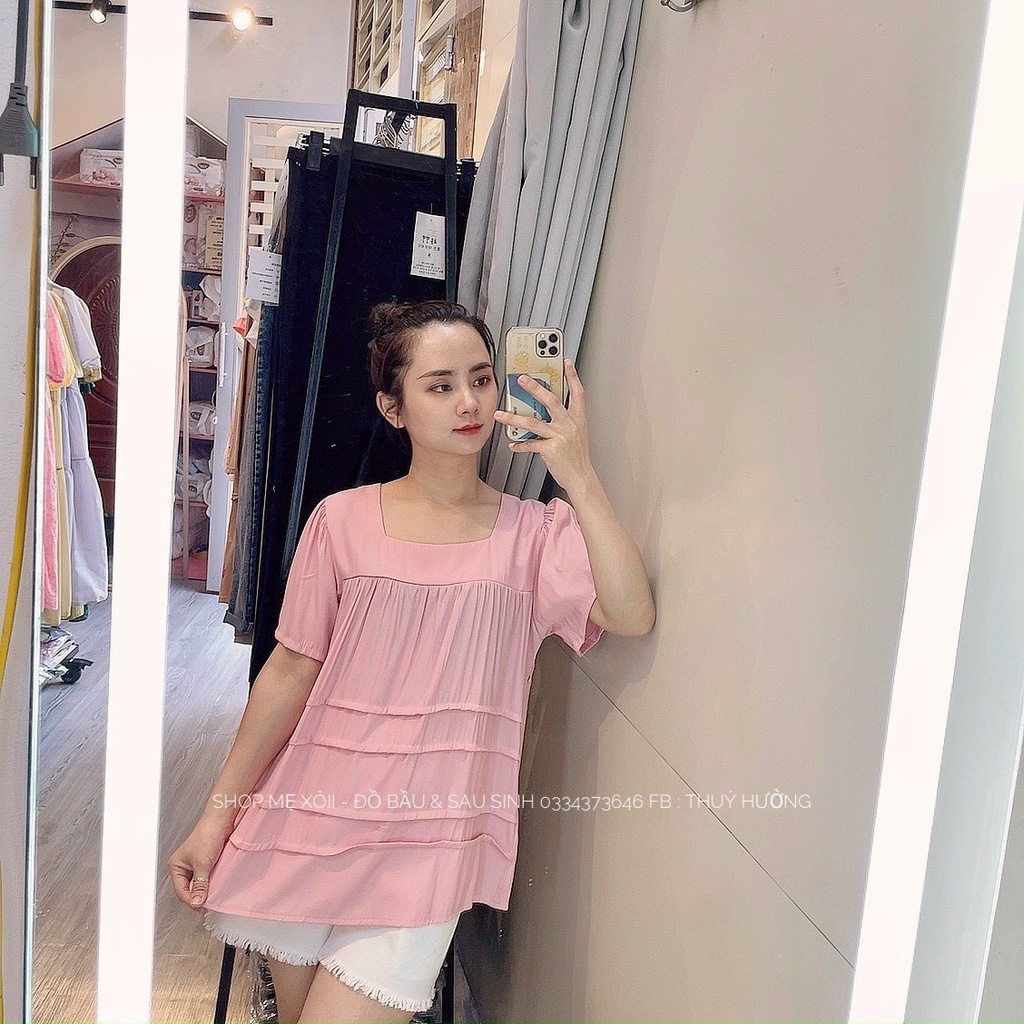 Áo bầu thiết kế cổ vuông trẻ trung A7