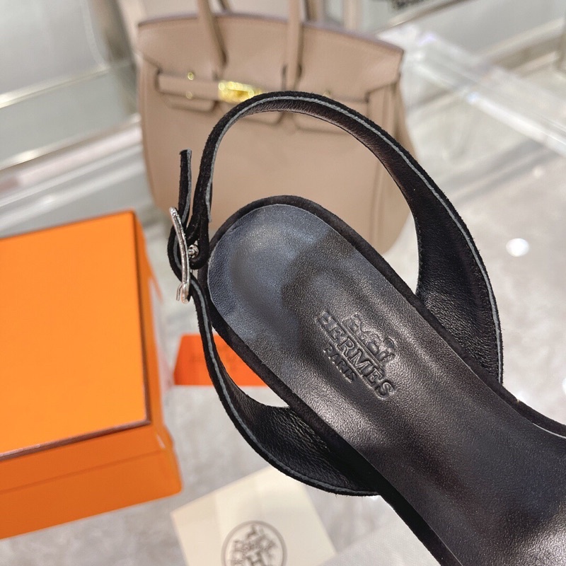 Sandal cao gót của nữ 7cm thương hiệu Hermes HM da thật cao cấp mẫu mới 2021