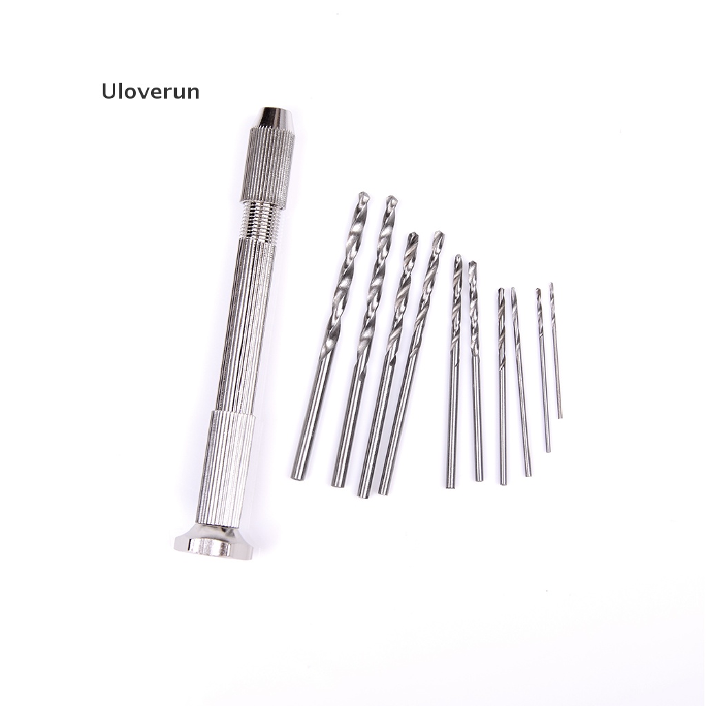 Máy Khoan Cầm Tay Mini Bằng Nhôm + 10 Mũi Khoan Xoắn Ốc Dành Cho Làm Gỗ