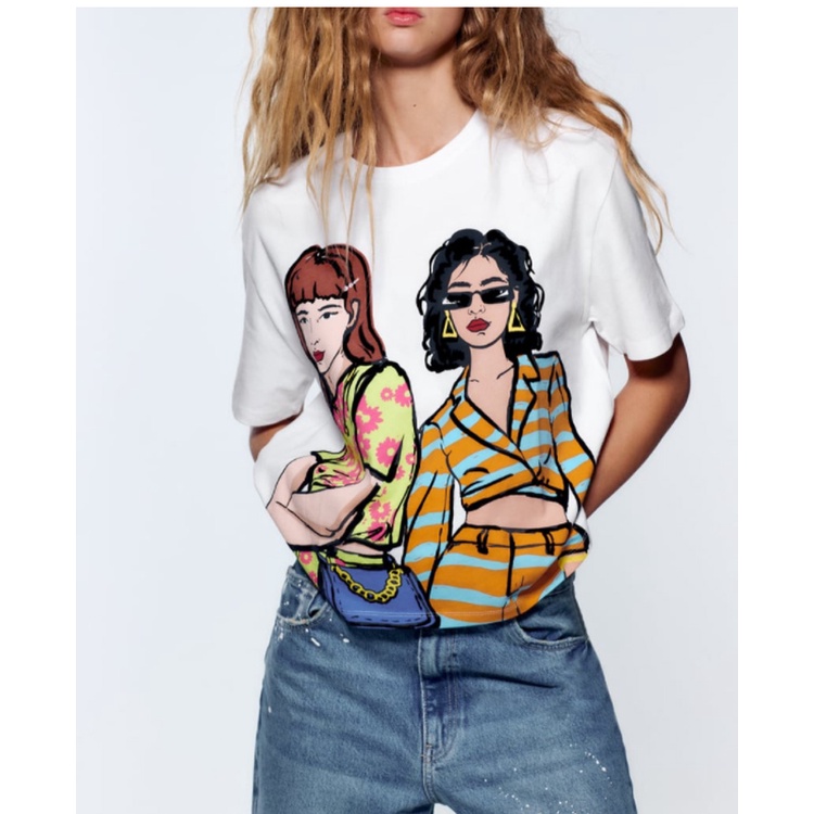 Zara Áo Thun In Họa Tiết Thời Trang Mùa Hè Cho Nữ 1131321