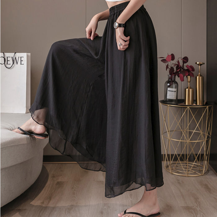 Quần Dài Ống Rộng Vải Voan Màu Đen Thời Trang Trẻ Trung Cho Nữ | BigBuy360 - bigbuy360.vn