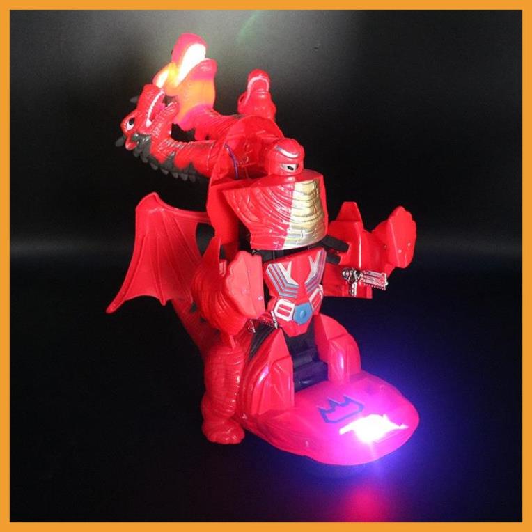 Đồ chơi khùng long 3 đầu tự động biến hình robot, phát nhạc, phát sáng cực vui