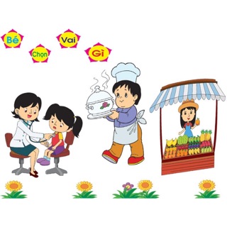 Bộ tranh góc mầm non dán tường (size to)